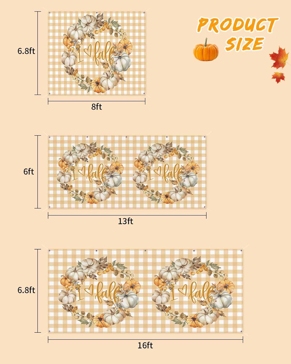 Thanksgiving Fall Pumpkin Berry Garland Garage Door Cover 7x8ft