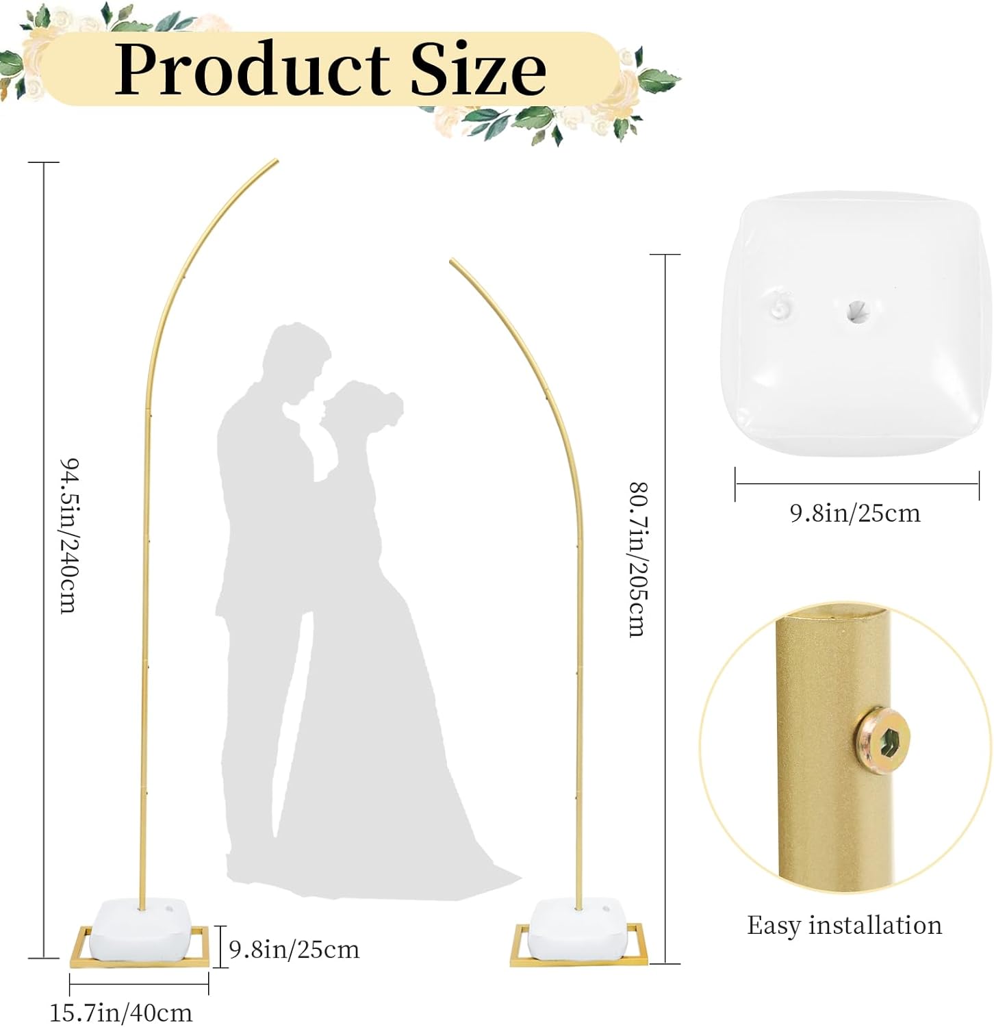 Gold Balloon Arch Stand Kit - 6FT and 8FT