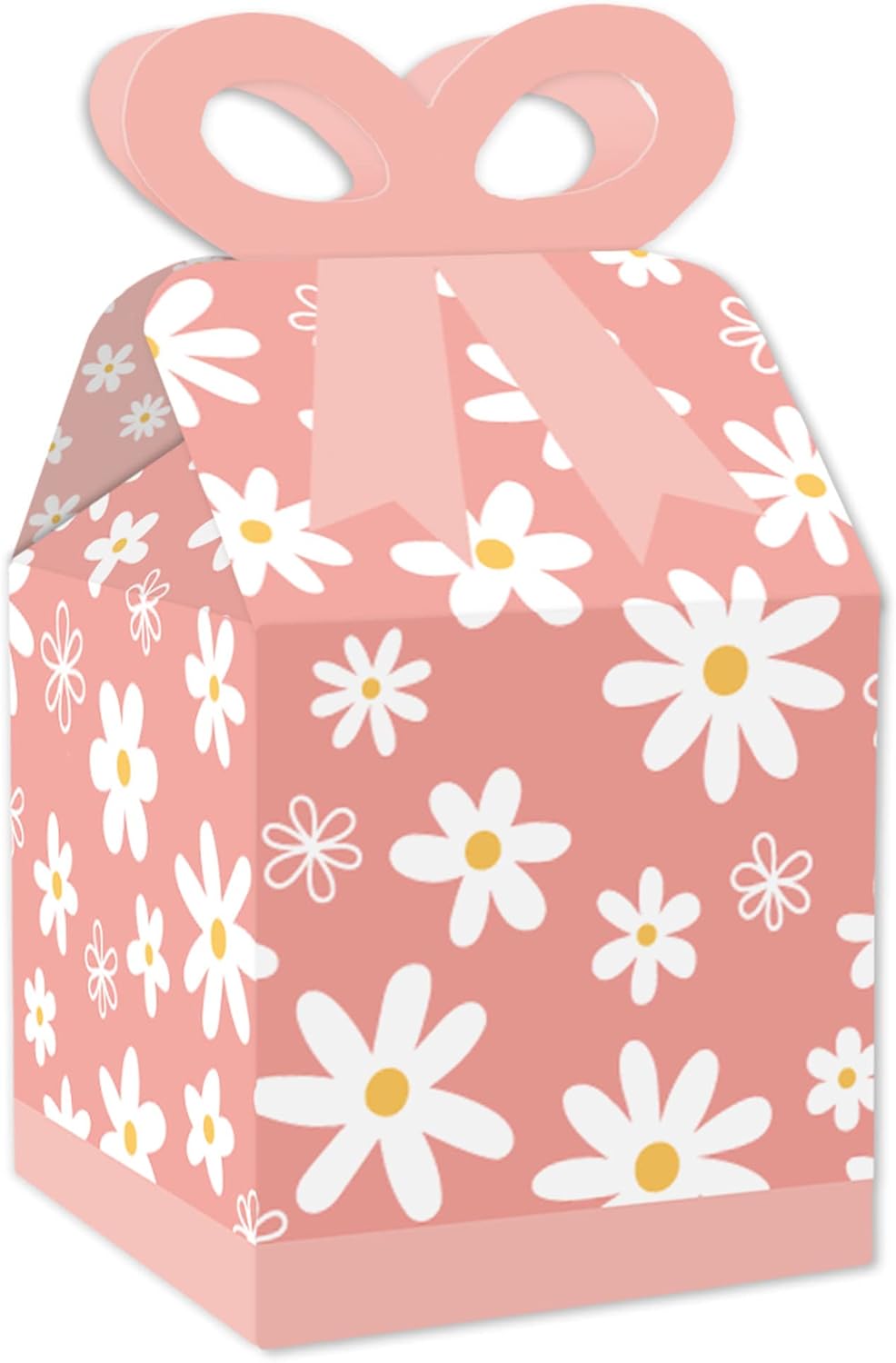 Pink Daisy Flowers Square Gift Boxes Set of 12