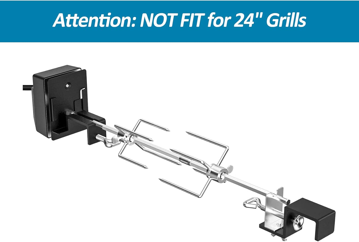 Skyflame Stainless Steel Rotisserie Kit with Motor and Accessories