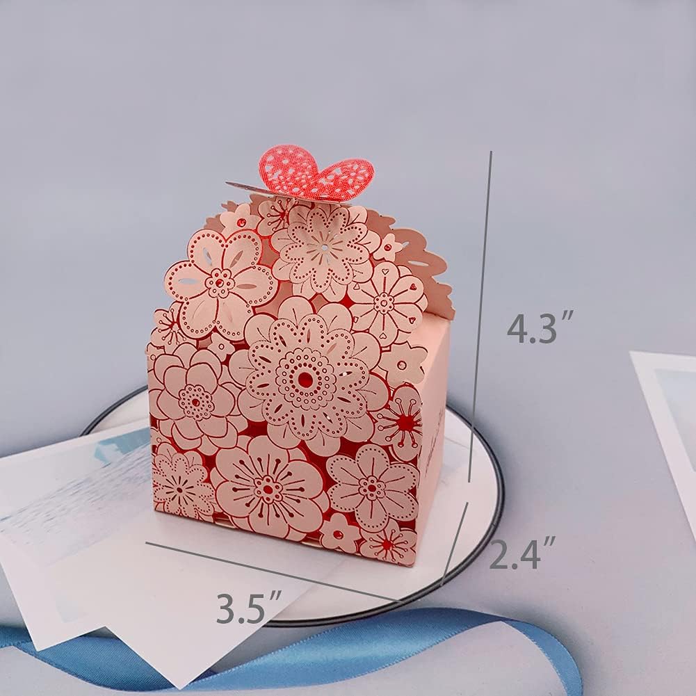 Suponey Pink Laser Cut Candy Boxes for Weddings and Parties 20 PCS