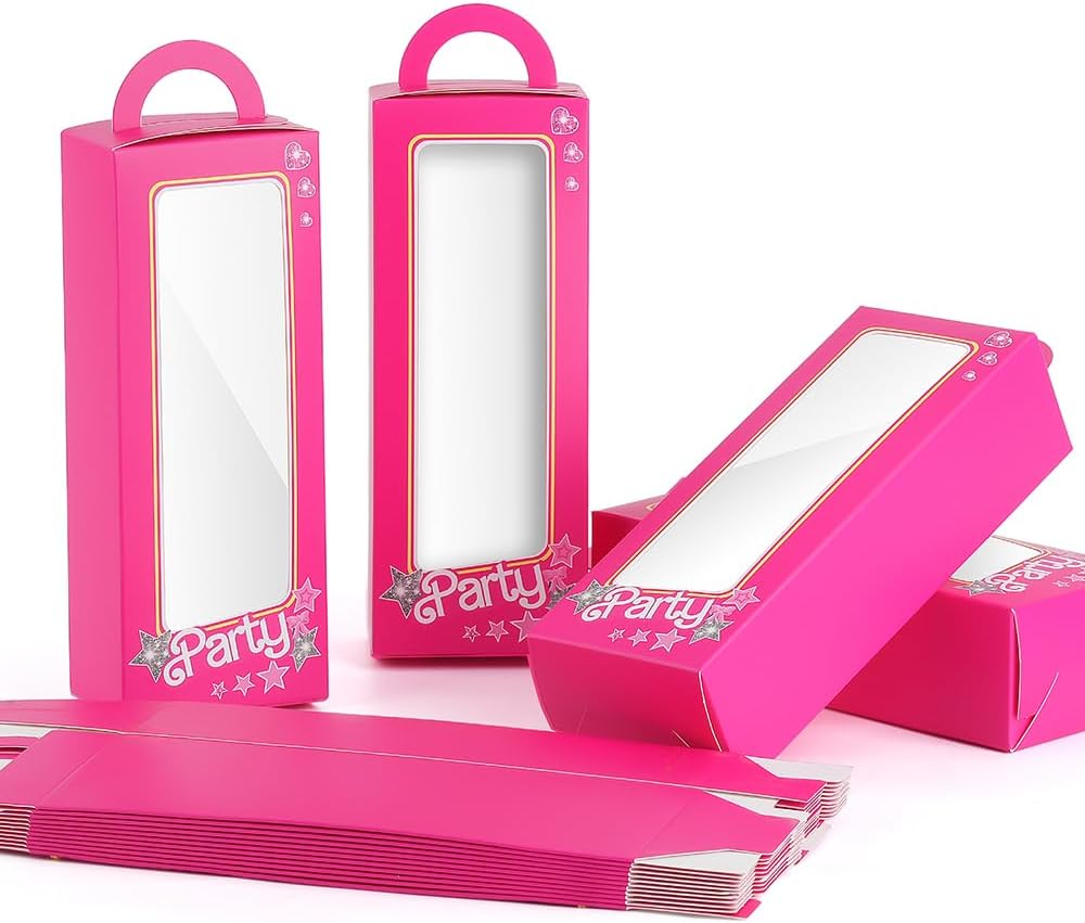 14PCS Pink Girls Party Favor Boxes with Stars and Dolls