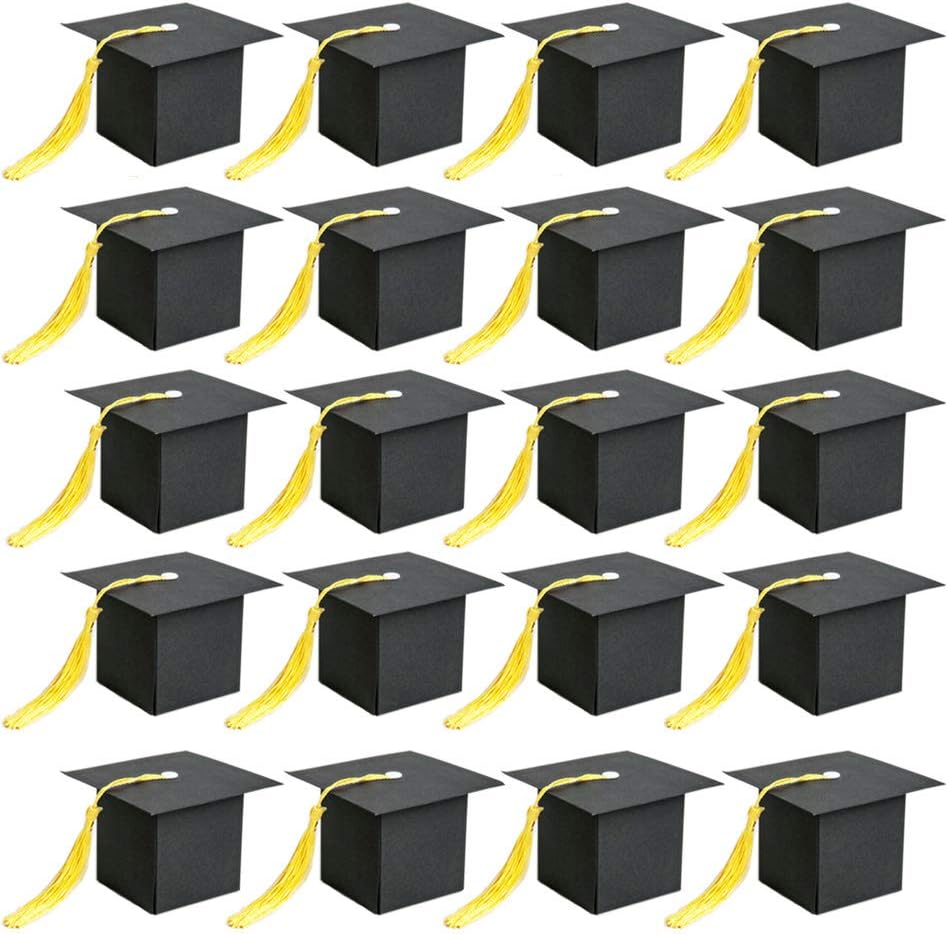Soochat Graduation Cap Shaped Candy Gift Boxes 20Pcs
