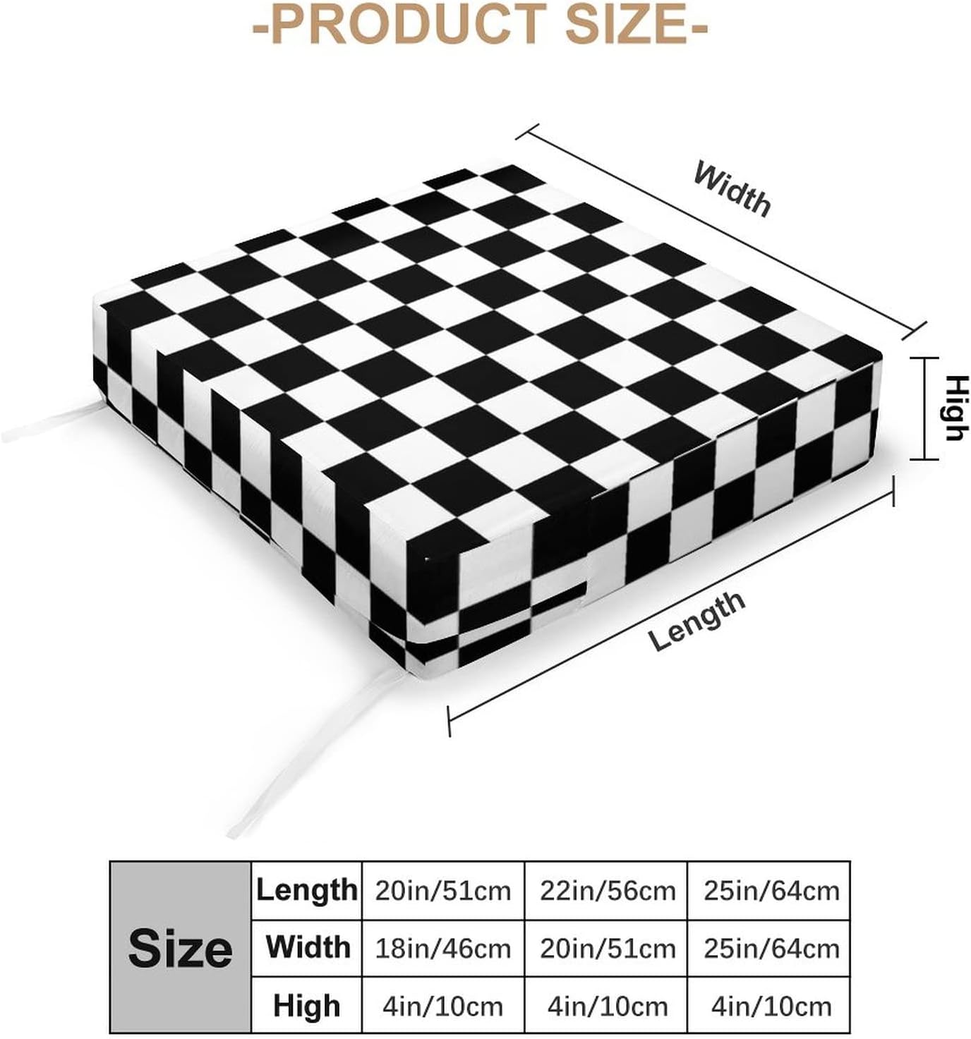 Black White Race Checkered Flag Pattern Seat Cushion Cover Replacement
