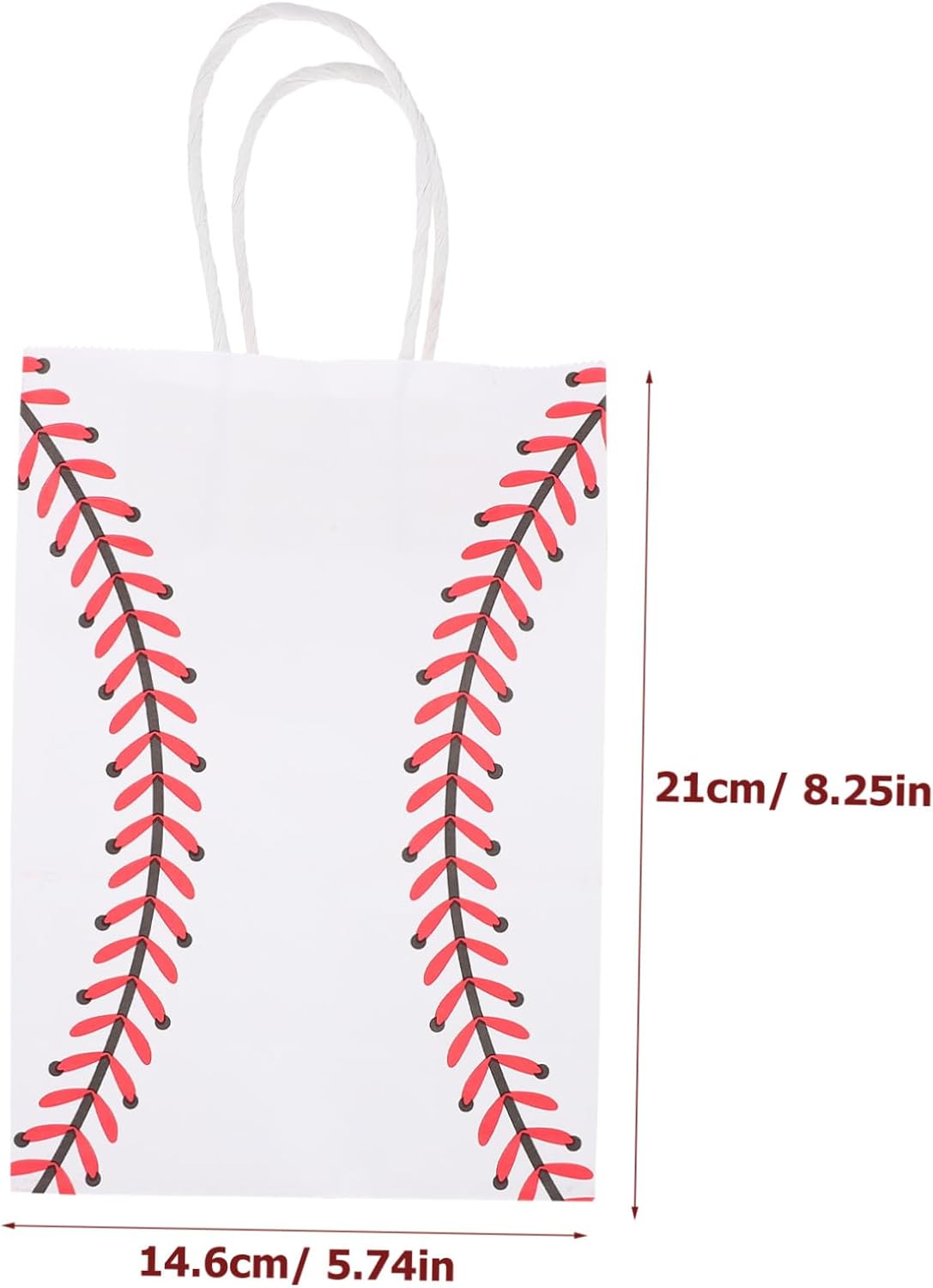 SHOWERORO 12pcs White Kraft Paper Baseball Party Bags