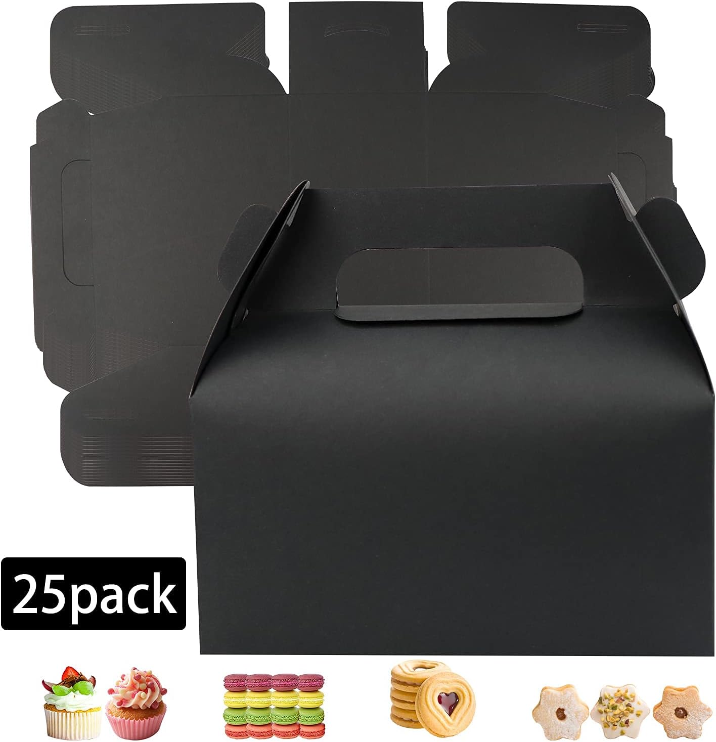 GUIFIER 25 Pack Black Gable Treat Boxes for Party Favors