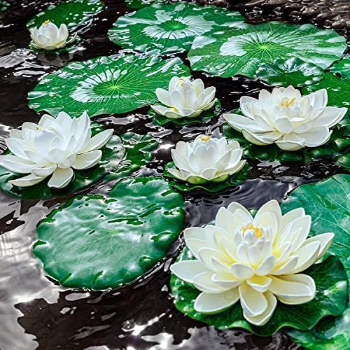 WhistenFla Floating Lily Pads 6Pcs Artificial Pond Decor