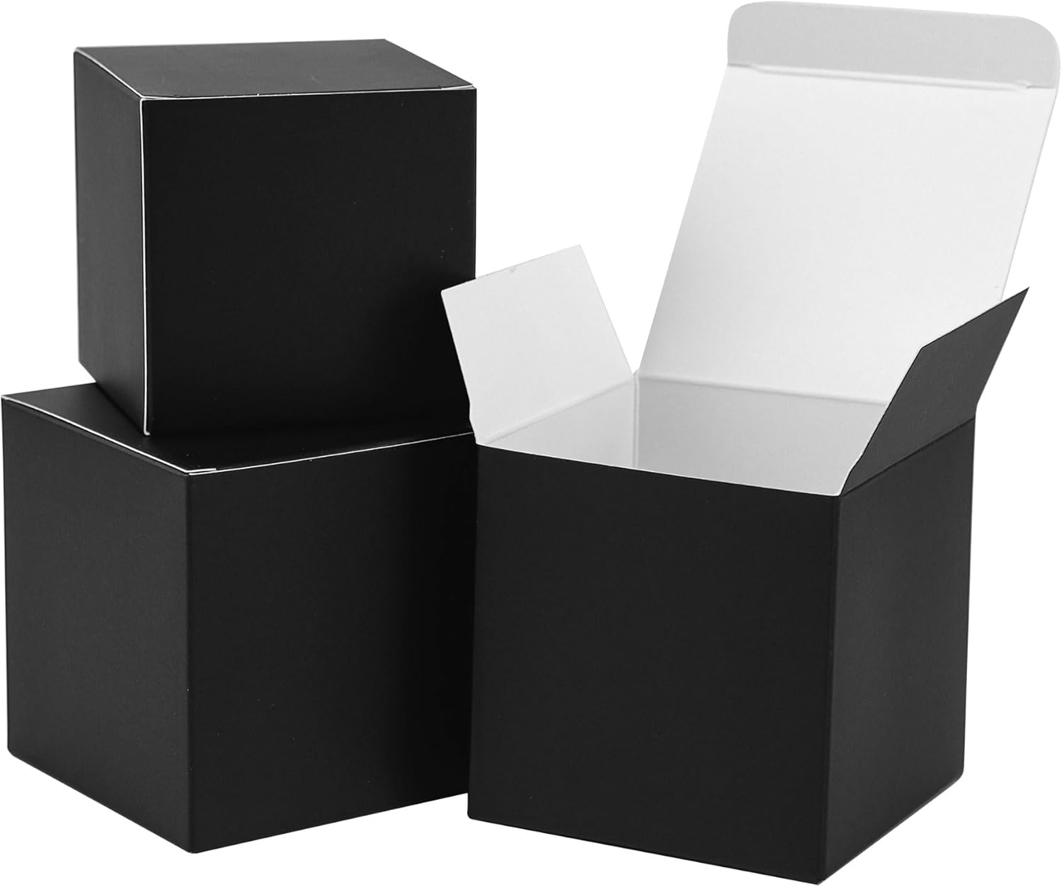 20 Pack Small Square Black Gift Boxes with Lids for Wrapping