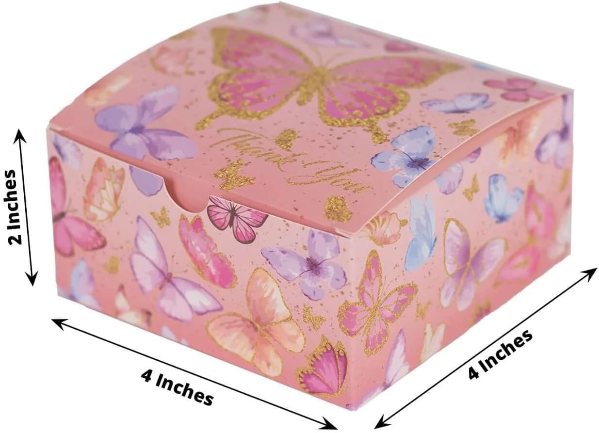Efavormart 25 Pink Butterfly Party Favor Boxes with Thank You Print