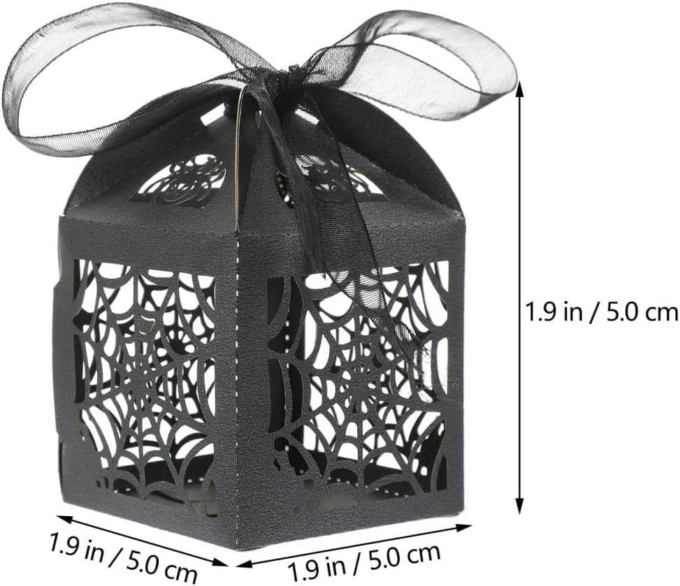 BESTOYARD 50Pcs Halloween Favor Boxes with Ribbons