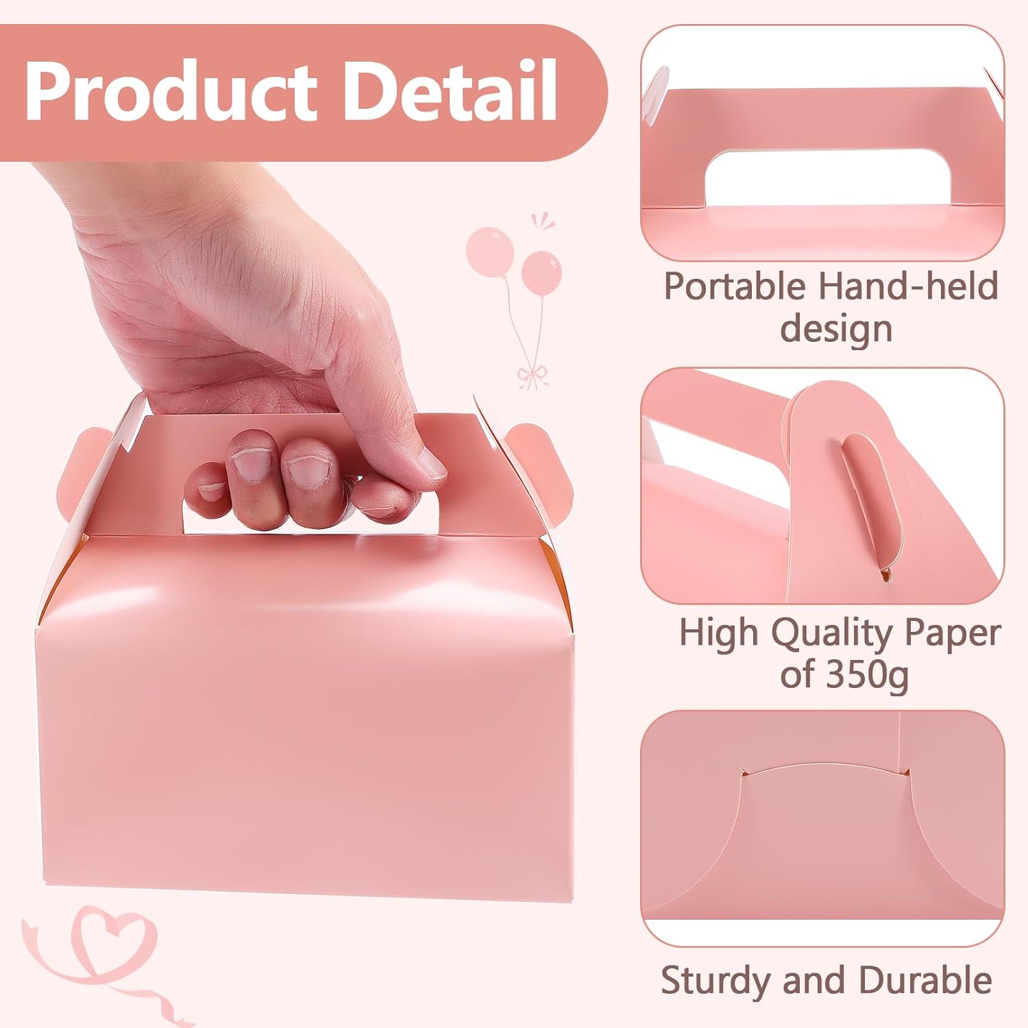 Extrapins 30 Pack Pink Candy Boxes with Handles