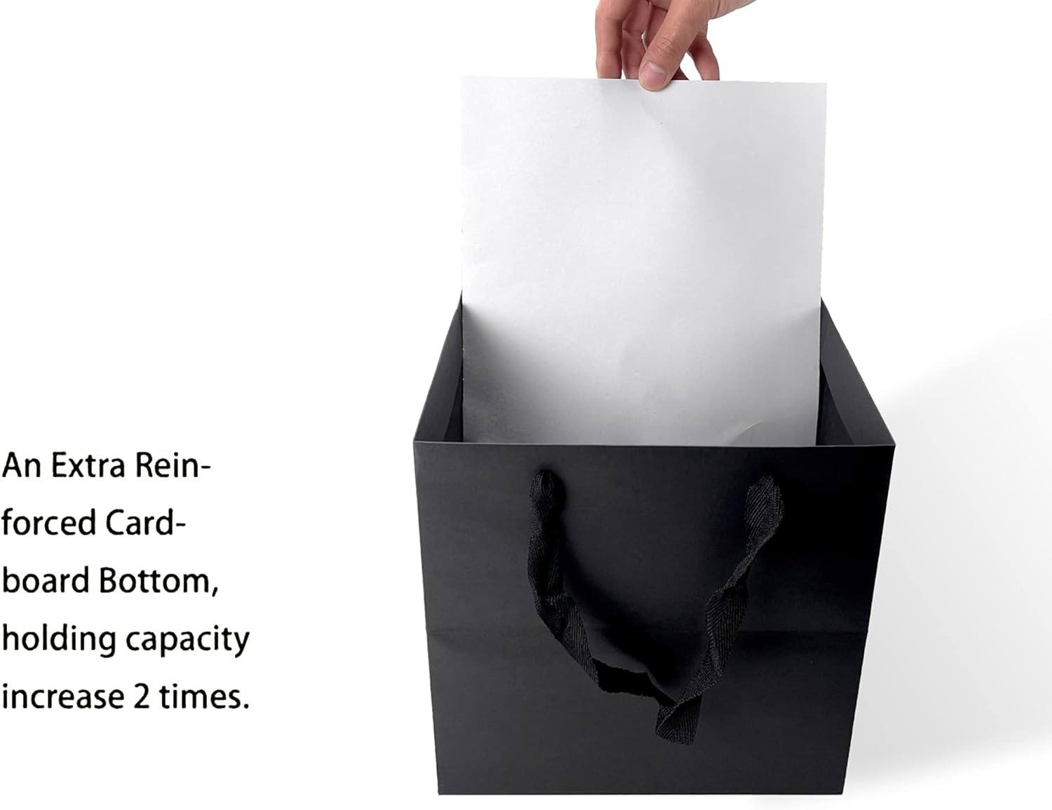 HUAPRINT Black Kraft Gift Bags - 12 Pack 6x6x6 Inch Square
