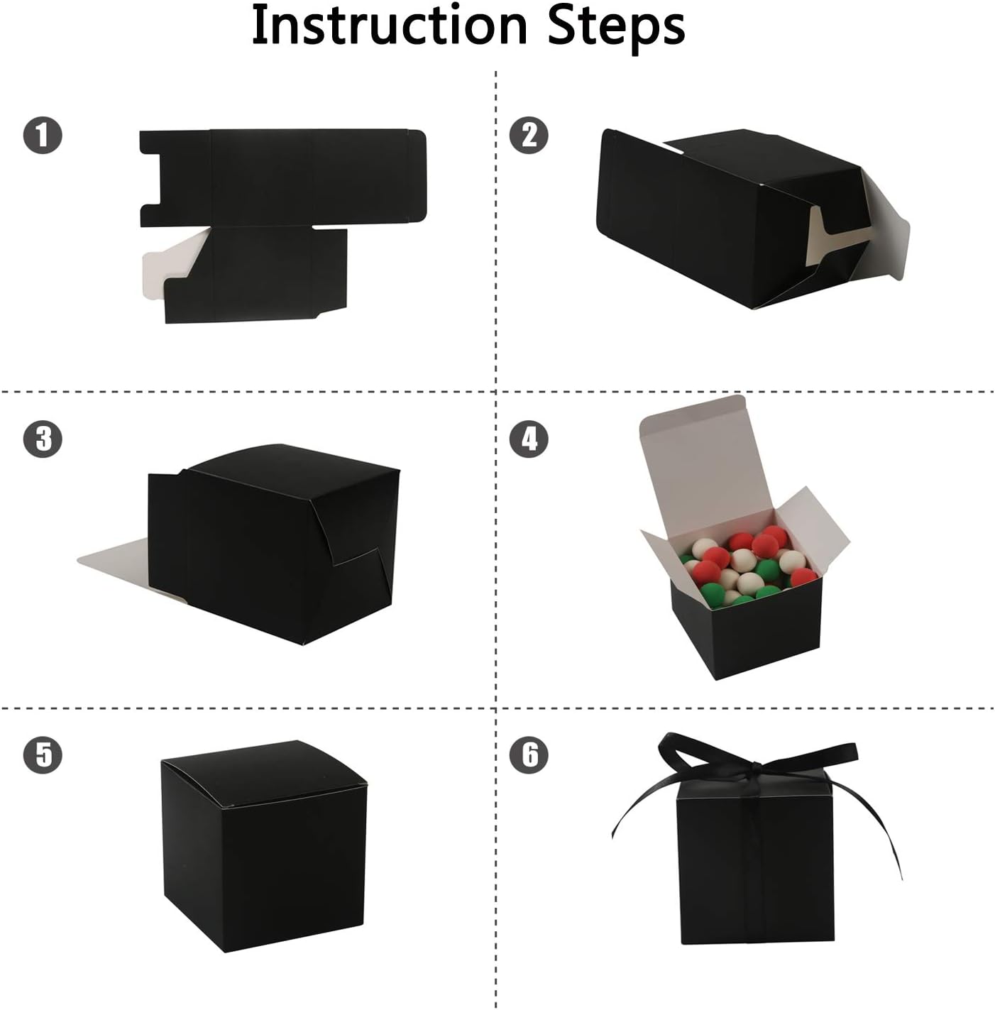 COTOPHER 60pcs Black Gift Boxes with Ribbons