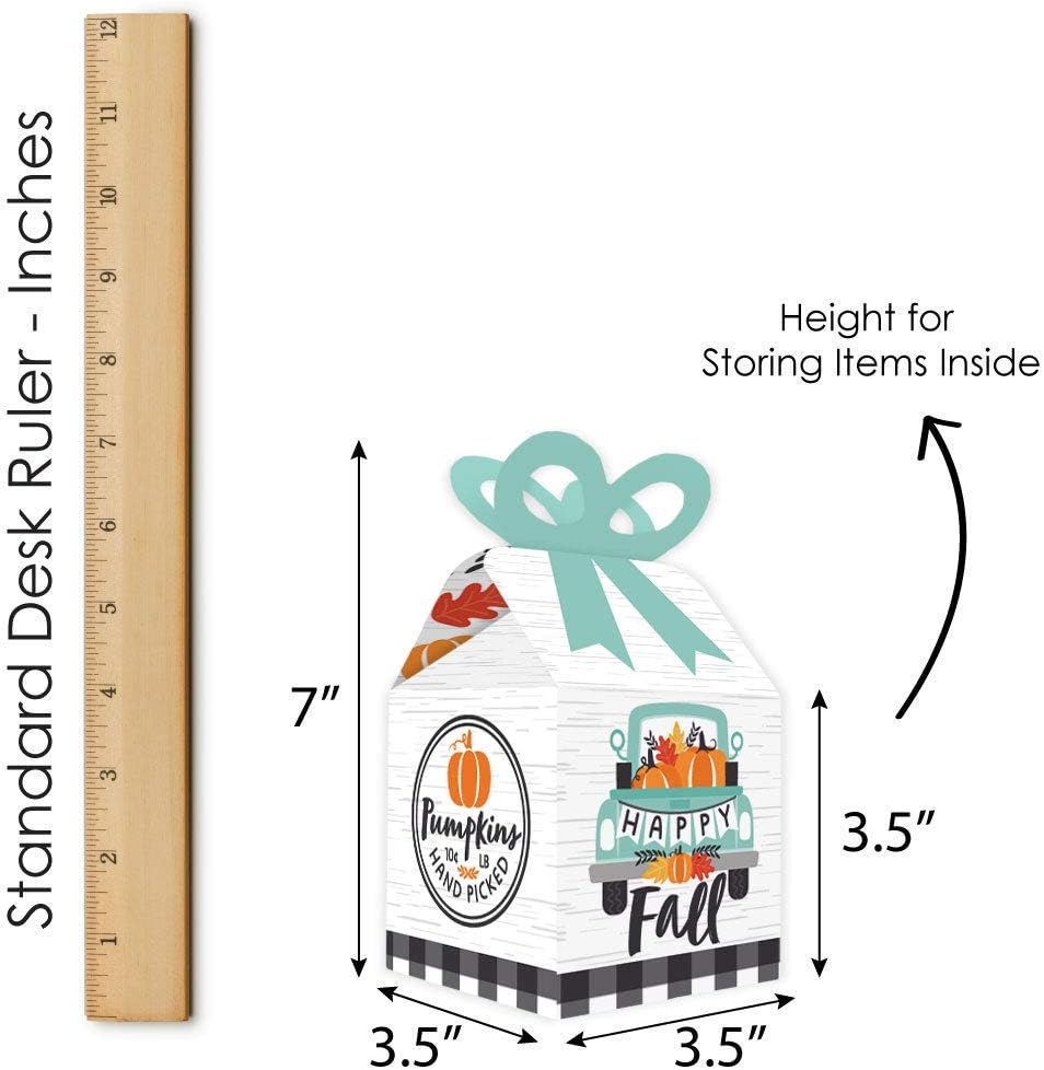 Big Dot of Happiness Happy Fall Truck Bow Boxes Set of 12