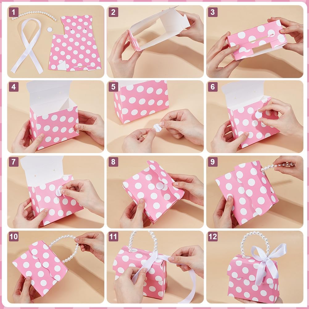 BENECREAT 16 Sets Pink Wedding Favors Box DIY Kit