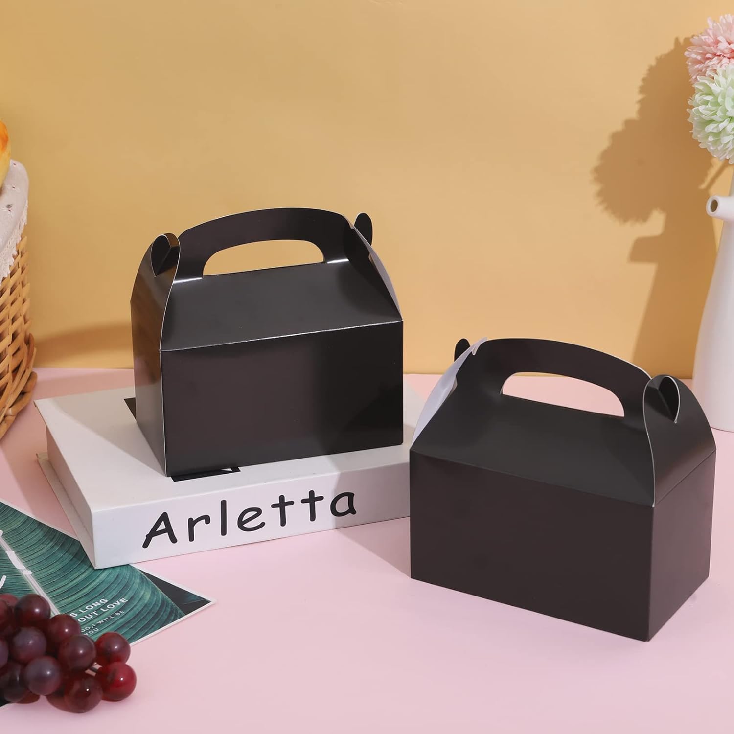 DjinnGlory 36 Pack Black Treat Boxes for Parties