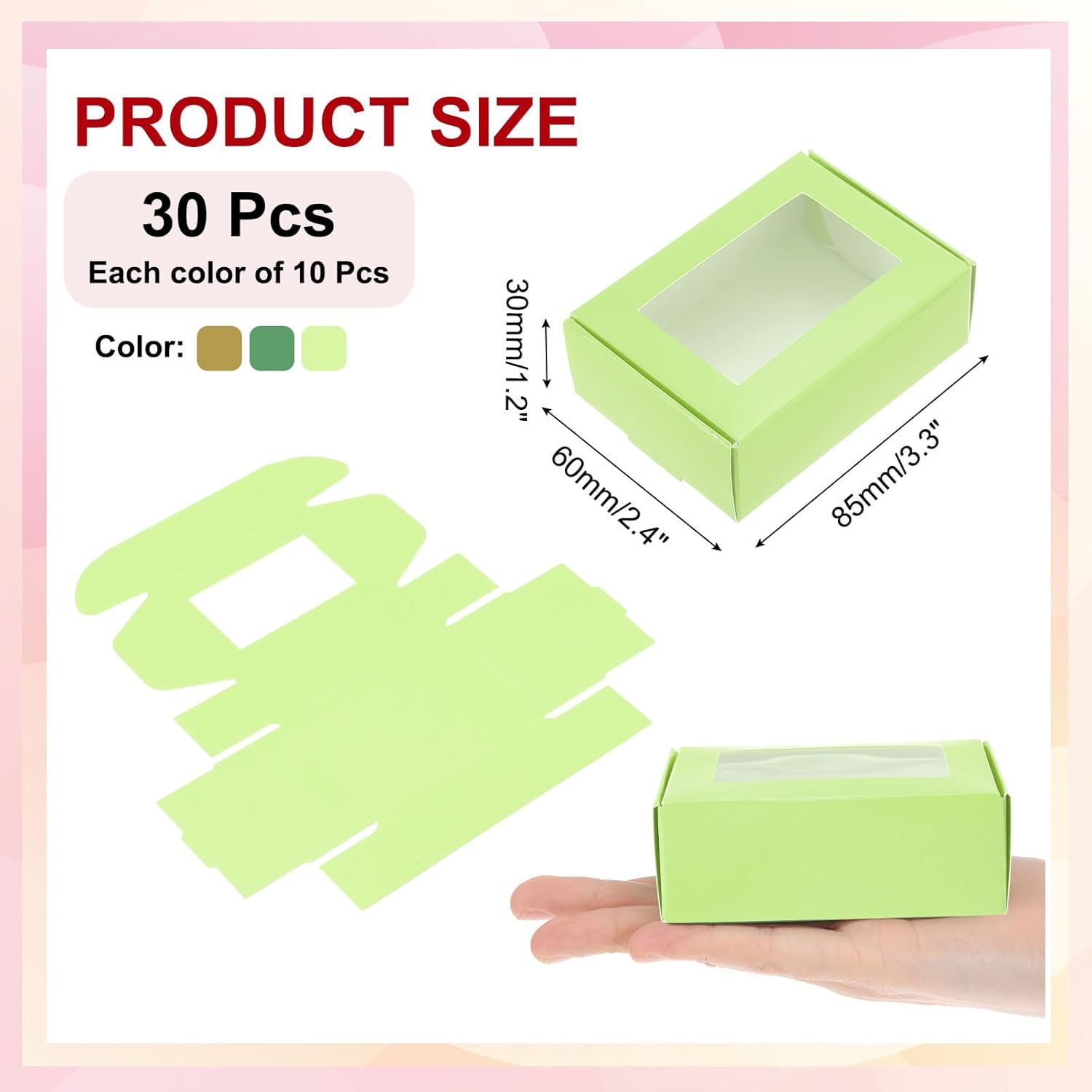 PATIKIL 34x24x12 Inch Rectangle Kraft Gift Boxes with Window 30 Pack