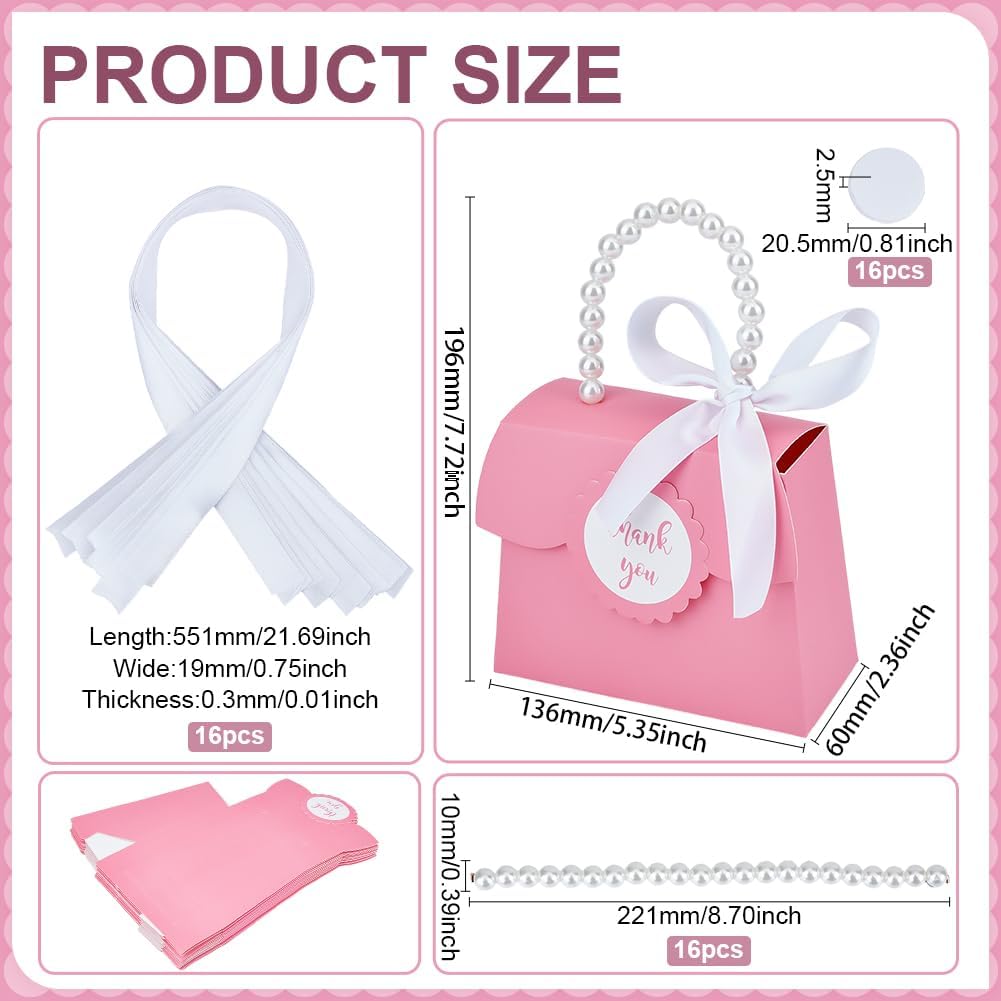 BENECREAT 16 Piece Pink Wedding Favor Box DIY Set