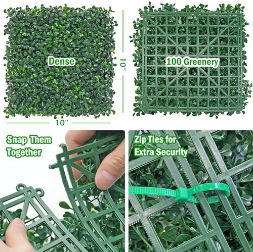10x10 Inch 12 Pcs Boxwood Panels with 50 Zip Ties