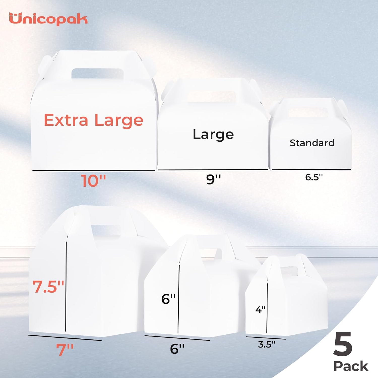 UnicoPak 5 Pack Extra Large Gable Boxes With Handles