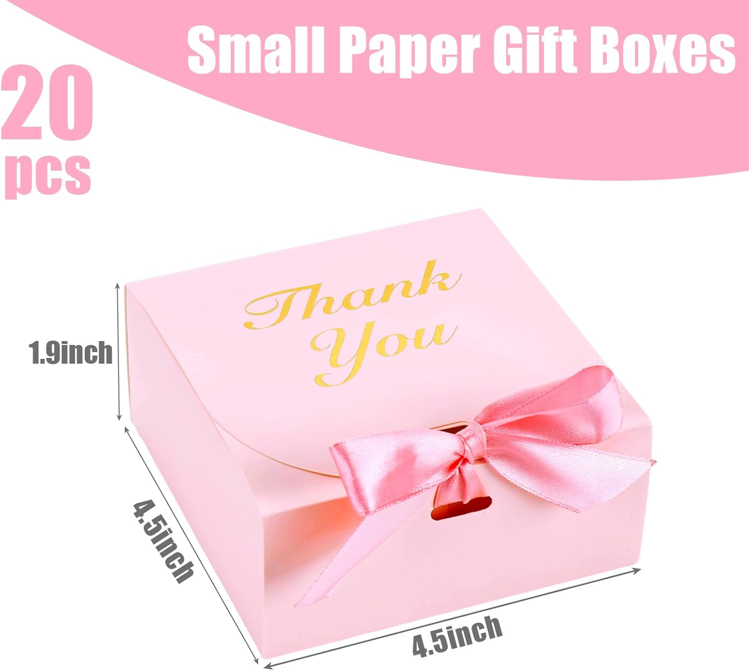 VGOODALL 20PCS Pink Gift Boxes with Bow Ribbons