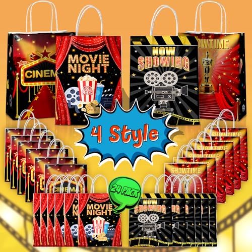 JOYGATHER 24 Pcs Movies Night Party Favor Bags with Handles