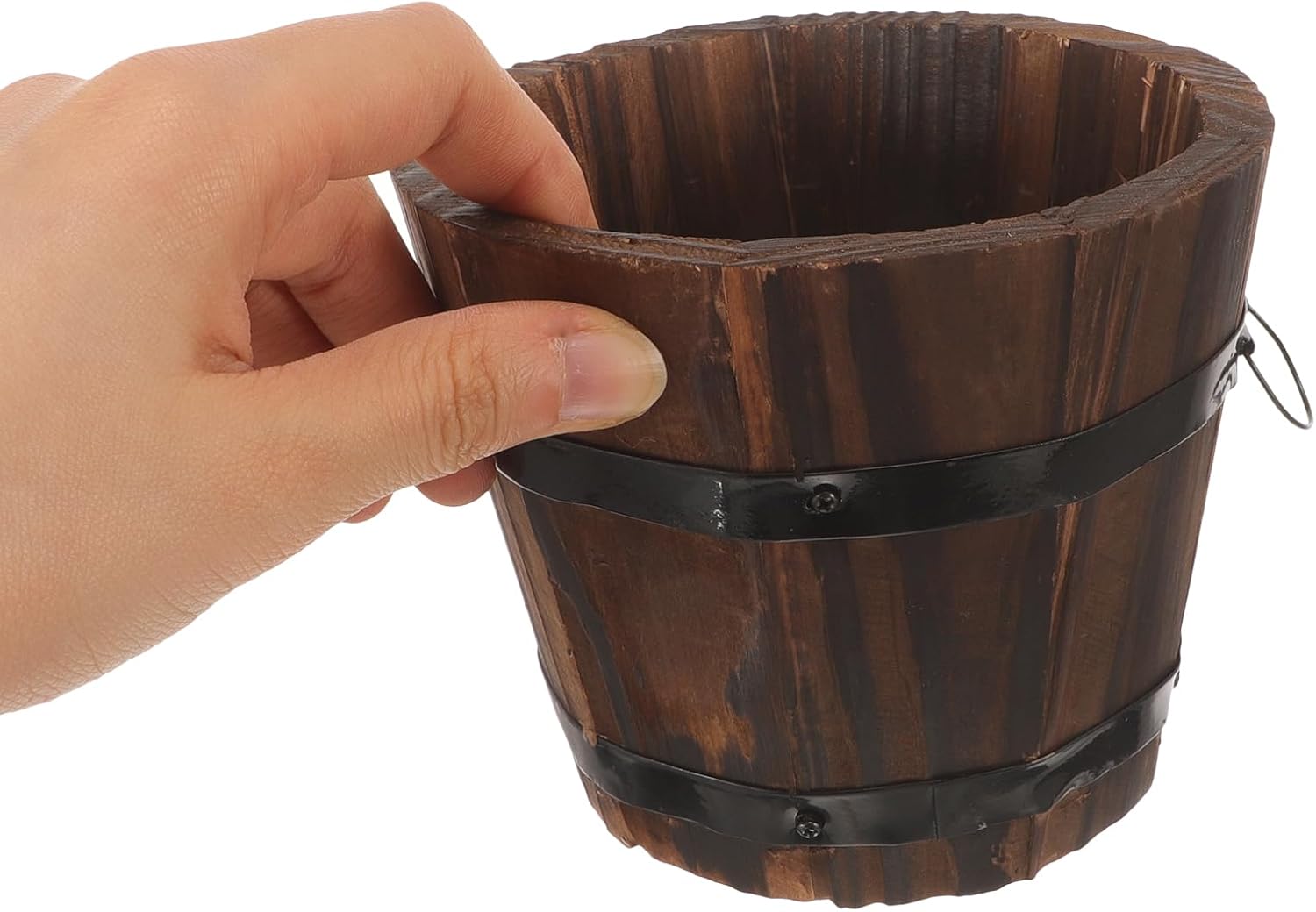 BESPORTBLE Rustic Wooden Barrel Planters 4pcs