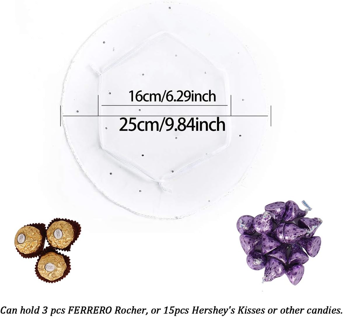 100Pcs White Organza Tulle Circles with Drawstring