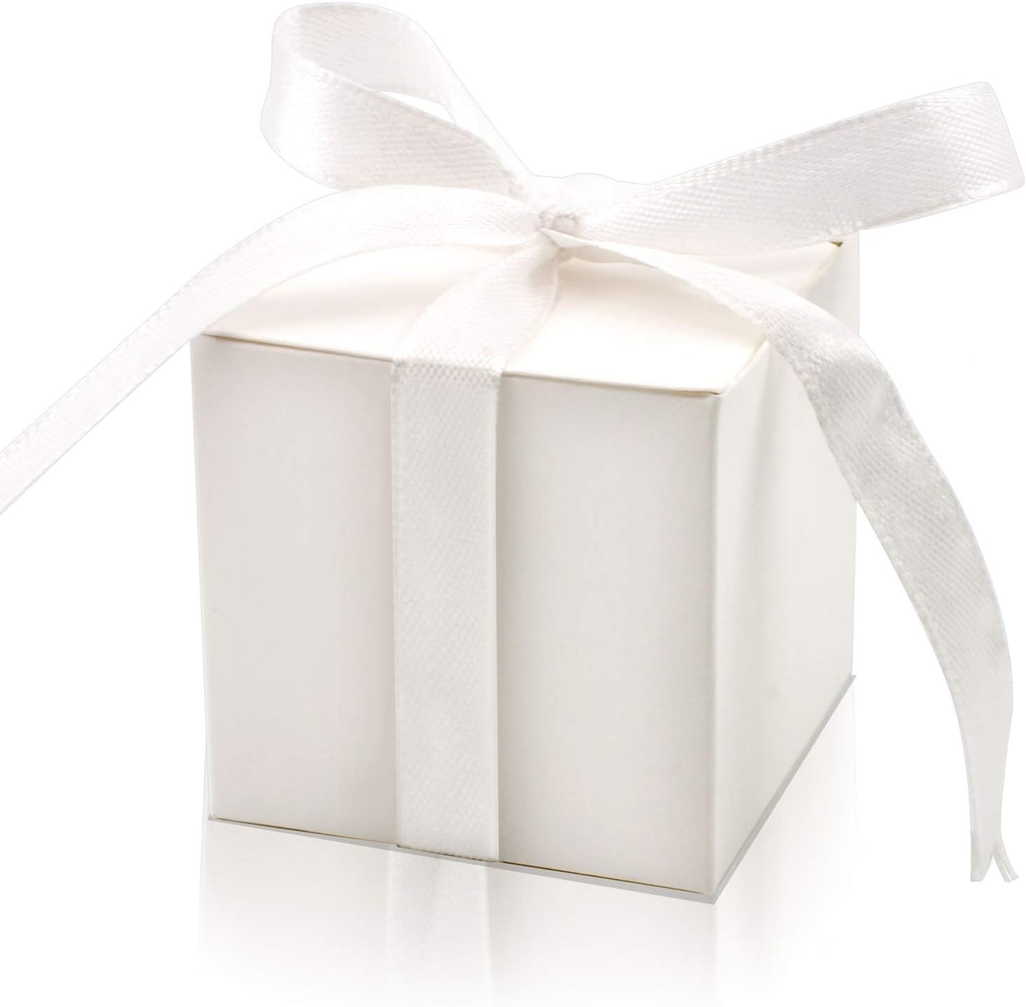 KPOSIYA 70 Pack Gift Boxes 2x2x2 Inch White with Ribbons