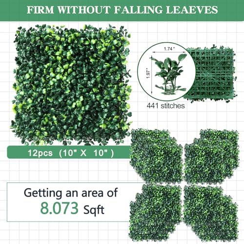 12pcs 10x10 Inch Grass Wall Panels Backdrop for Privacy