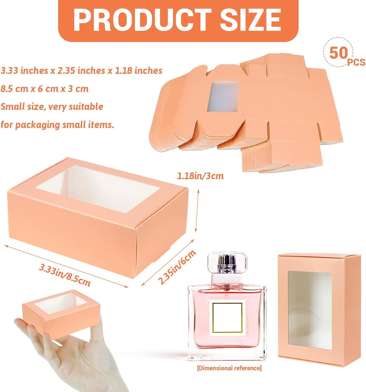 BadenBach 50 Pack Mini Kraft Gift Boxes with Clear Windows
