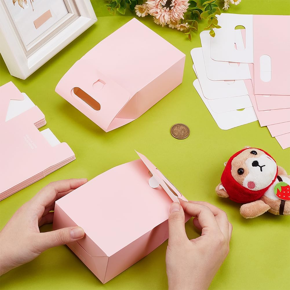 PH PandaHall 24 Pack Pink Gift Boxes with Handles