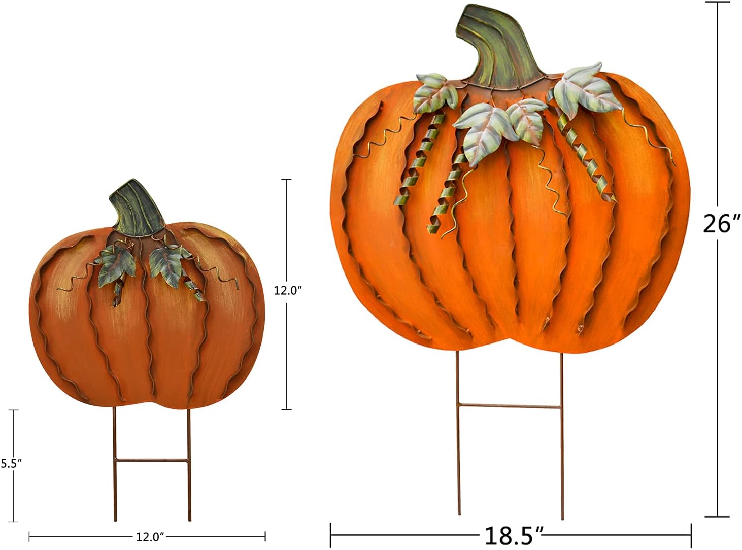 Metal Pumpkin Garden Stake - Autumn Decor Yard Sign