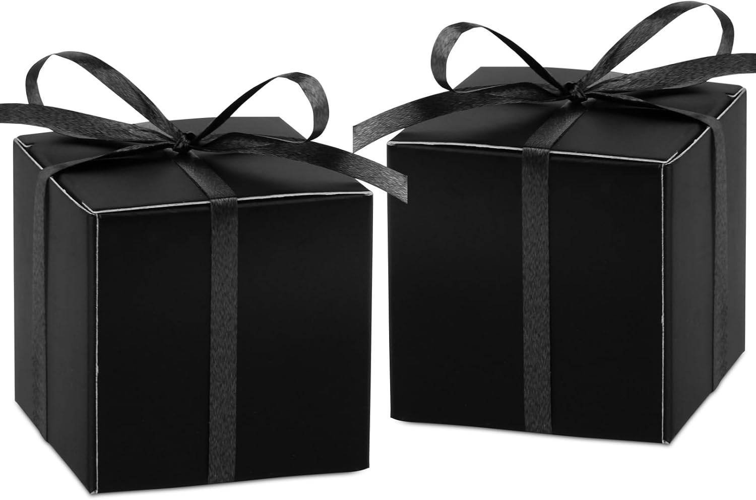 Adecortalk 100Pcs Black Gift Boxes with Ribbons