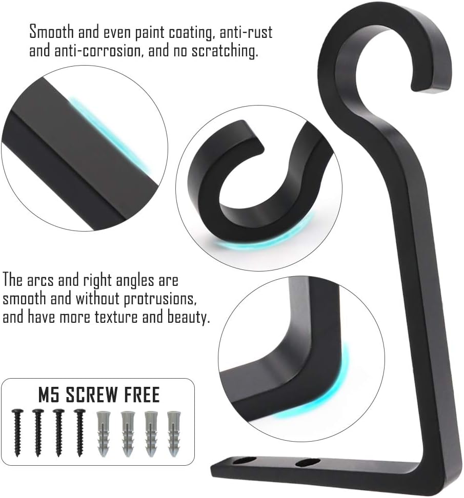 QIEGL 6 Inch Metal Plant Hook 2 Pack Black