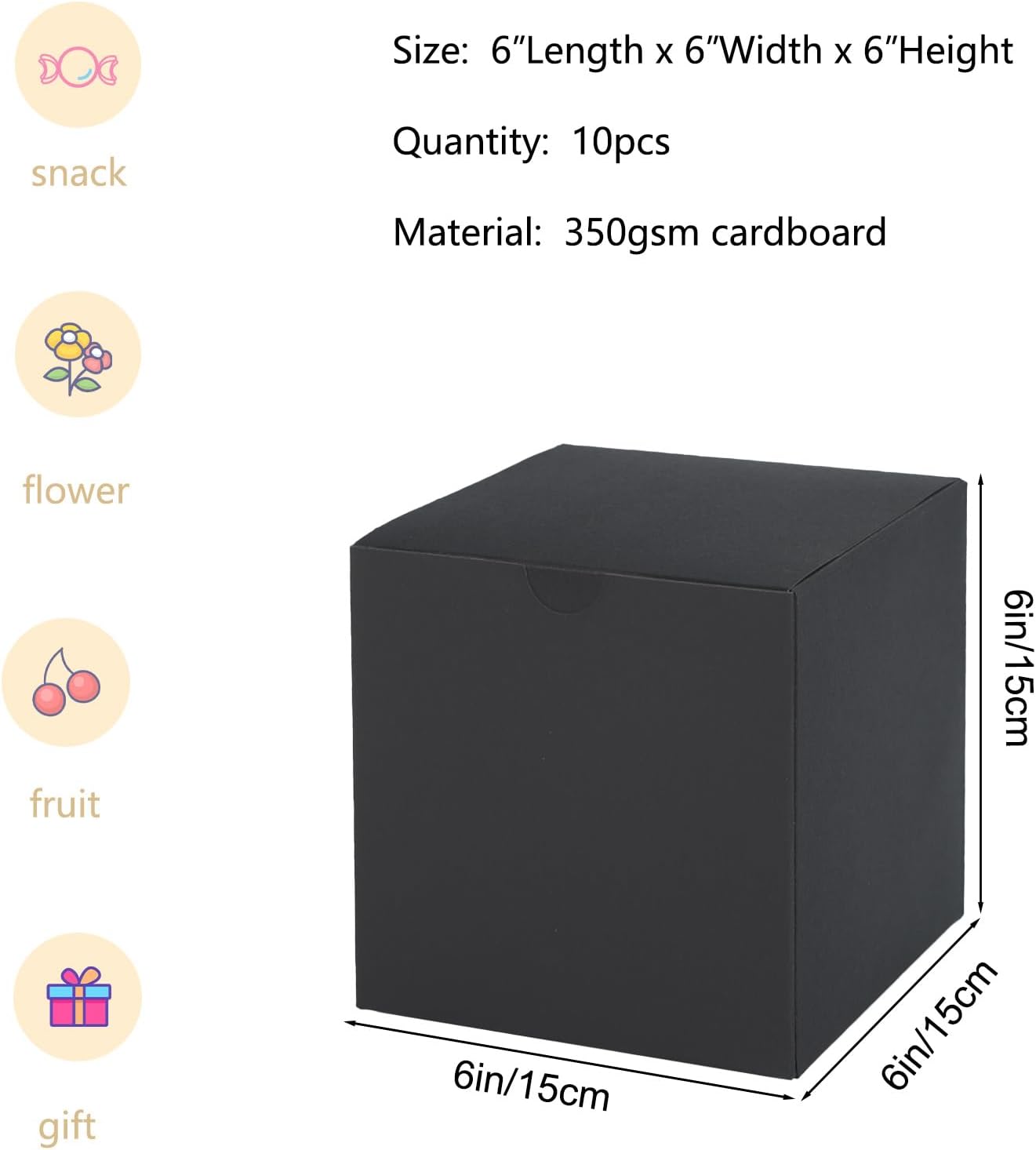 SHIPKEY 10 Pcs Black Cardboard Gift Boxes with Lids