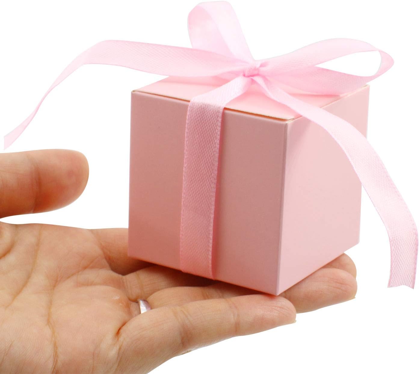 KPOSIYA 100 Pack White Gift Boxes with Ribbons