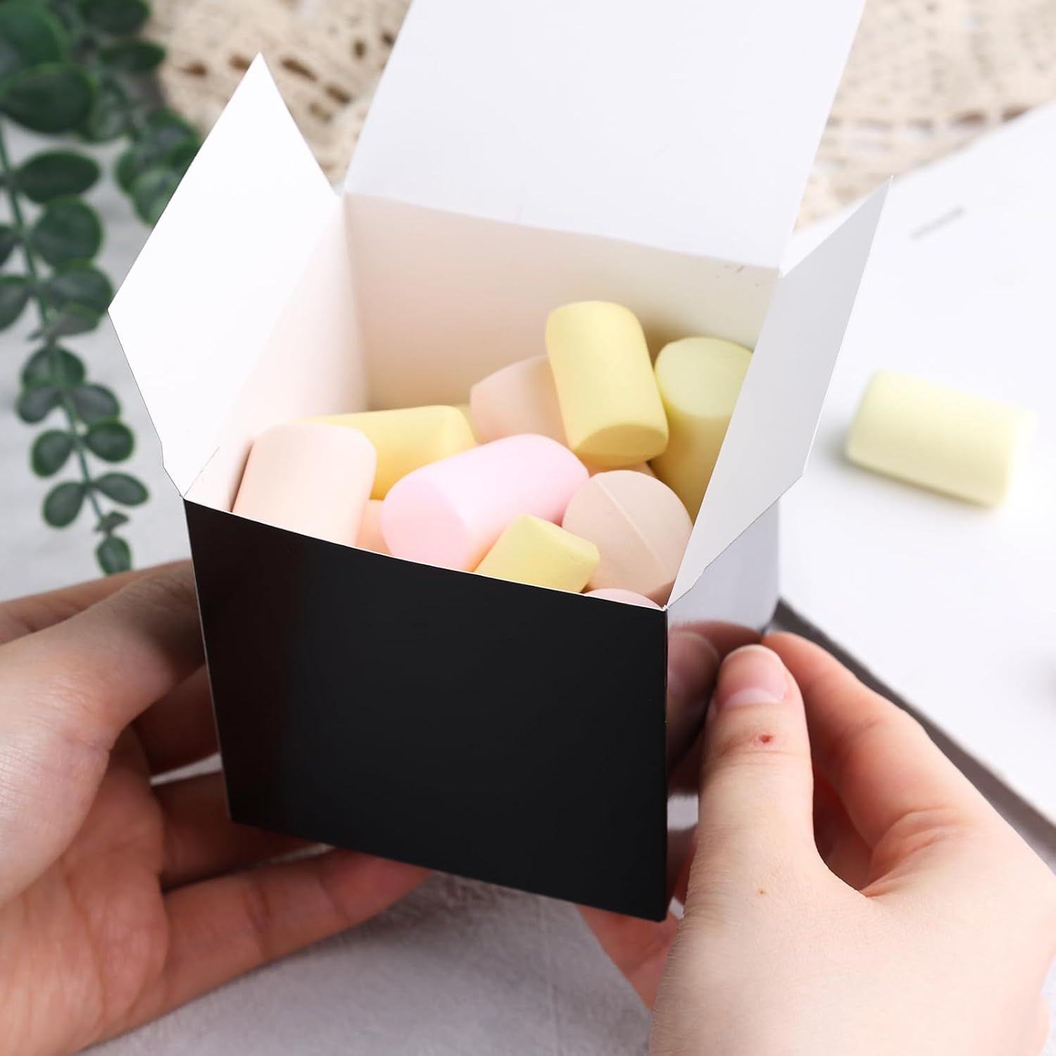 VGOODALL 50PCS Black Kraft Gift Boxes with Ribbon
