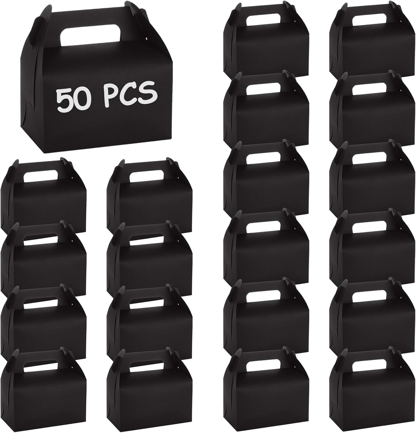 ABuff 50 Pack Black Gable Treat Boxes for Party Favors