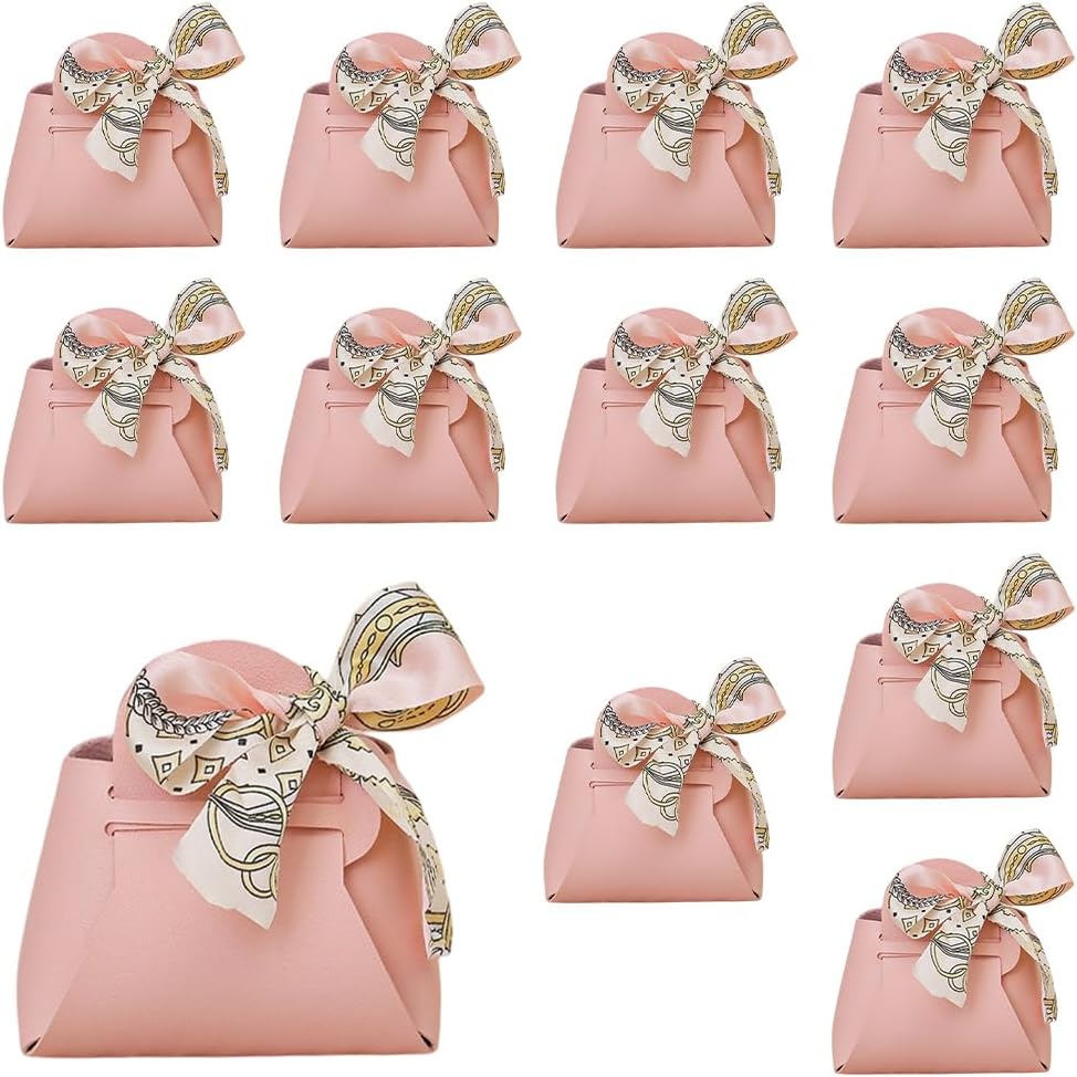 CALFOVERA 12 Pack Pink Faux Leather Gift Bags
