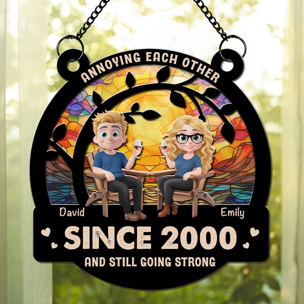Personalized Couple Suncatcher with Names and Anniversary Date