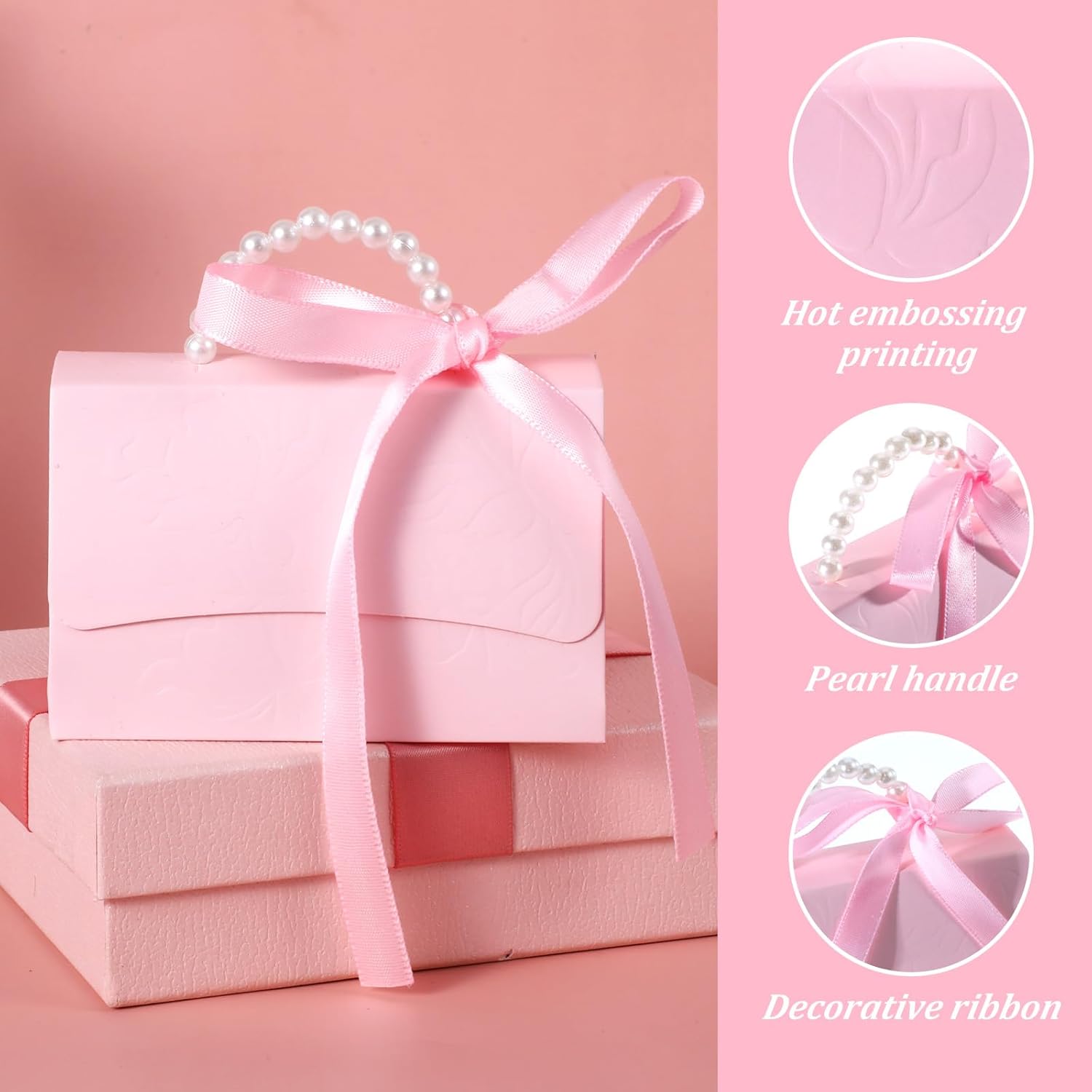 YBEATY 10 Pcs Pink Gift Boxes DIY Set for Bridesmaids