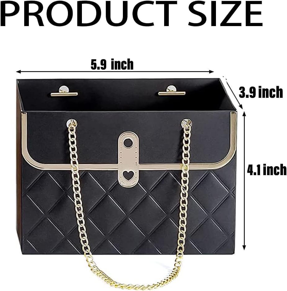 8PCS Flower Paper Gift Bag with Metal Chain Handle