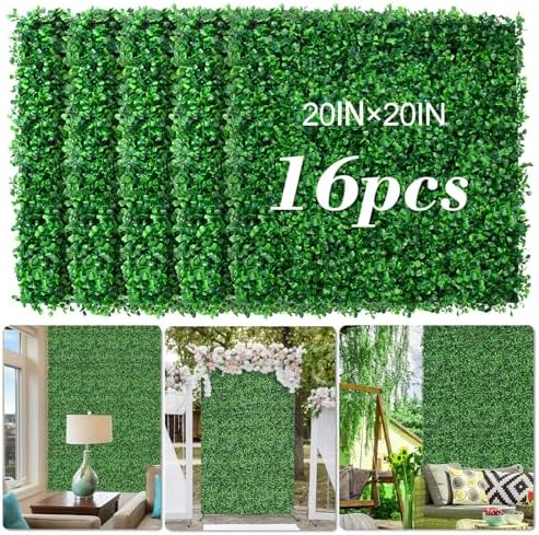 AOKIE 20x20 Inch Artificial Grass Wall Panels Decor Set