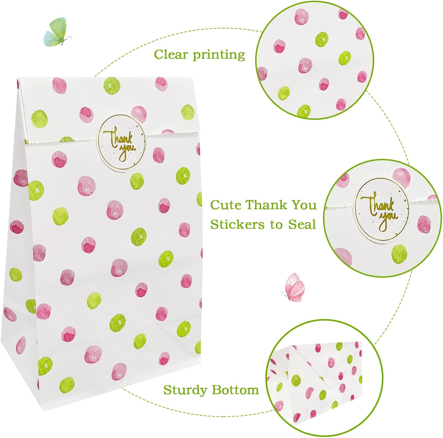 OFIHANLY 48Pcs Polka Dots Gift Bags for Kids Birthday Party