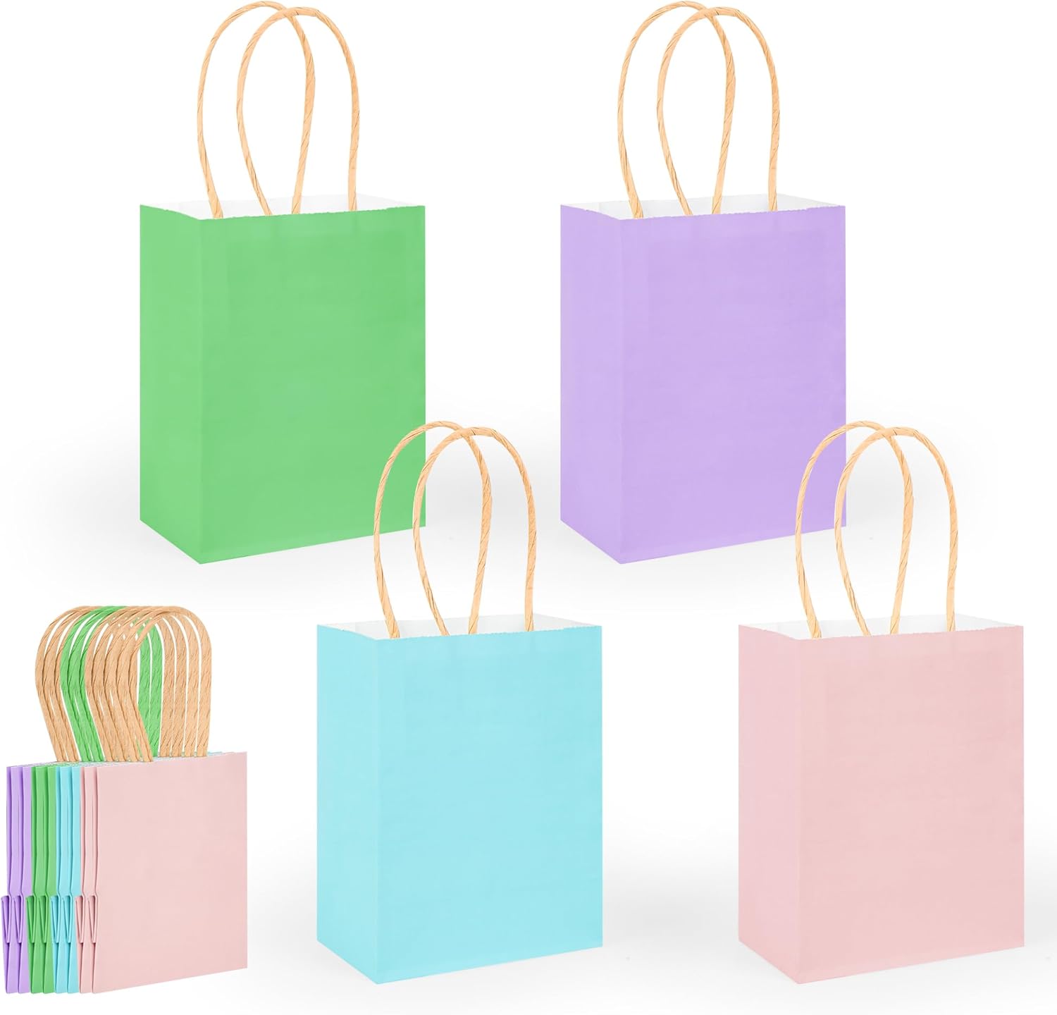 60 Pack Mini Rainbow Gift Bags with Handles