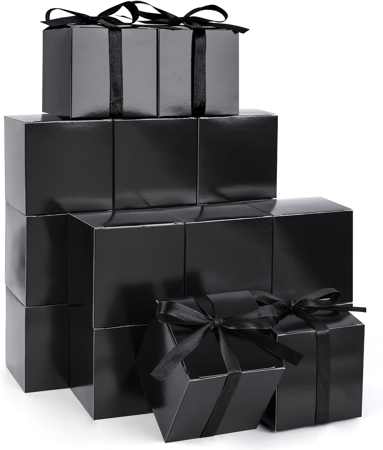 VGOODALL 50PCS Black Kraft Gift Boxes with Ribbon