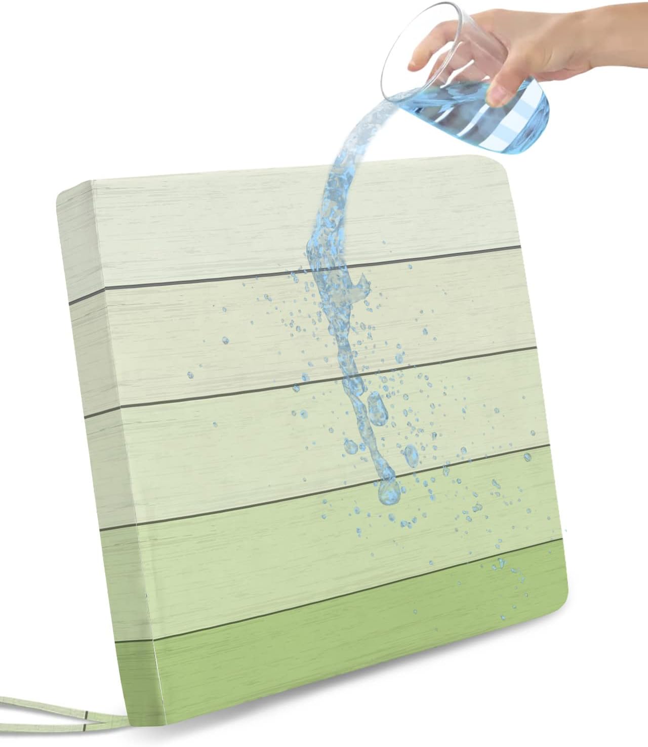 4 Pack Sage Green Waterproof Cushion Covers with Ties 20x18x4