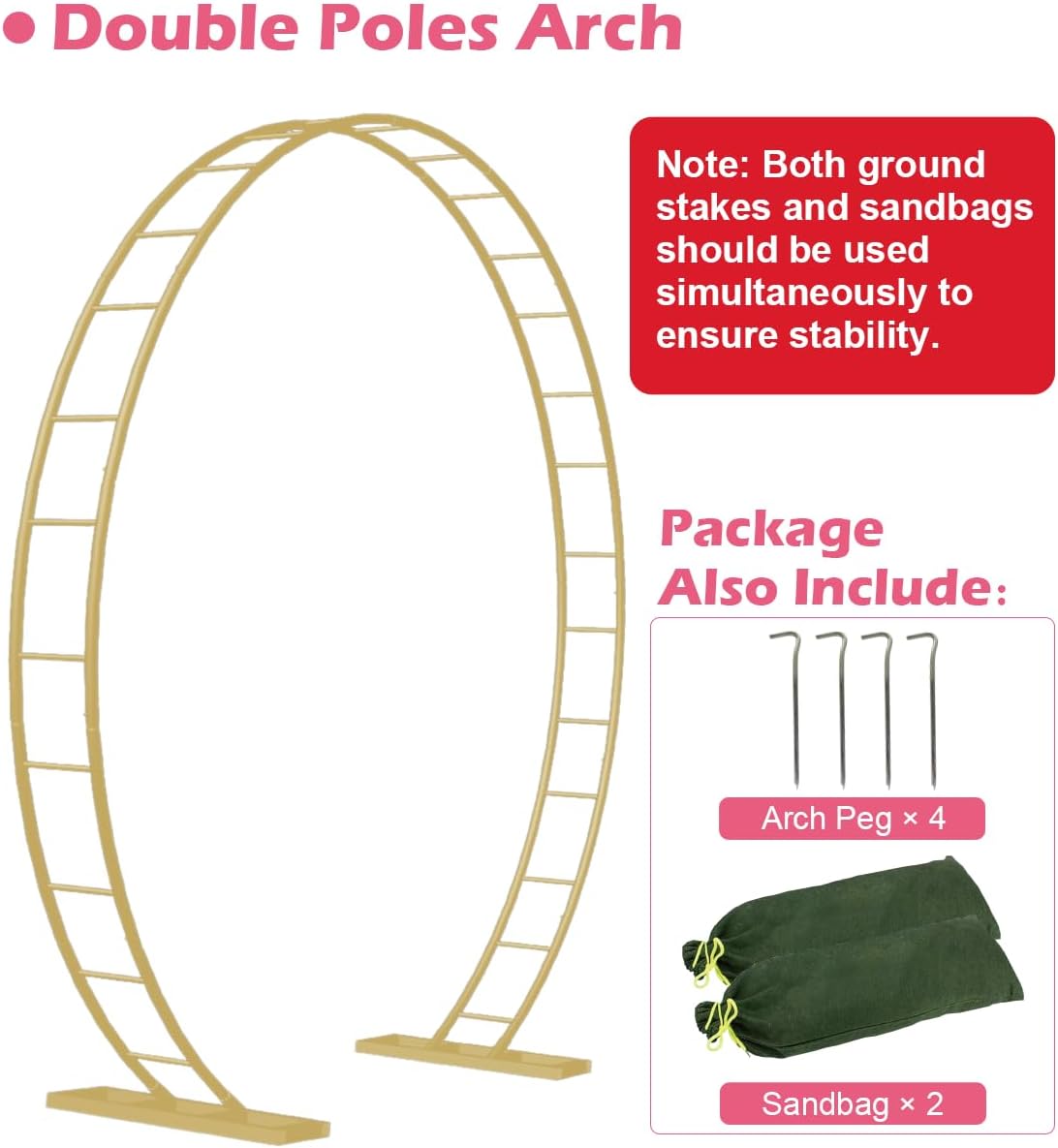 Queension Extra Large Metal Wedding Arch with Base
