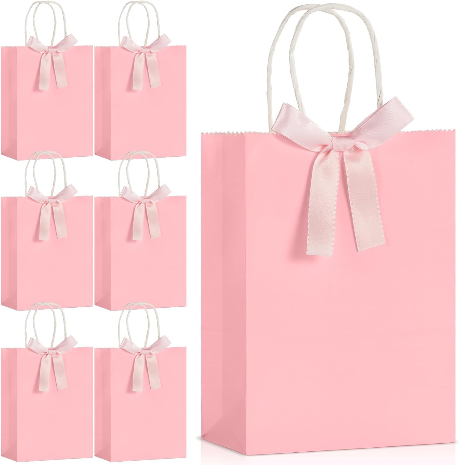 ZOIIWA 24Pcs Pink Bow Gift Bags with Handles